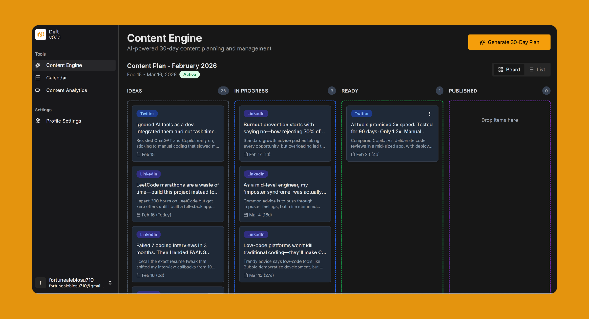 Deft Content Ideas Page
